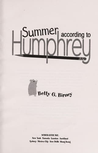 Cover of Summer According to Humphrey