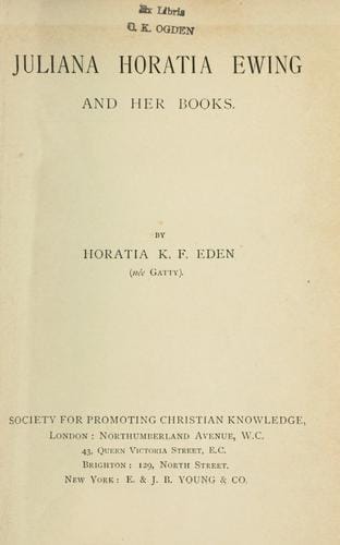 Cover of Juliana Horatia Ewing and Her Books