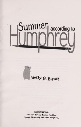 Cover of Summer According to Humphrey