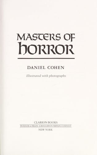 Cover of Masters of Horror