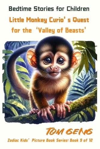 Cover of Bedtime Stories for Children Little Monkey Curio's Quest for the 'Valley of Beasts'