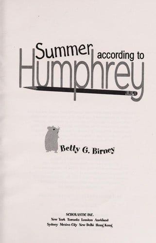 Cover of Summer According to Humphrey